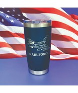 US Air Force Engraved Tumbler Cup Water Bottle Military Travel Mug Coffe... - £19.19 GBP