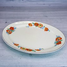 Vintage Superior Hall Orange Poppy Flower 11 x 8.5&quot; Oval Serving Platter... - $19.39