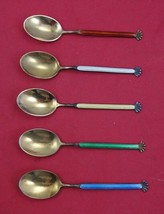 Norwegian Sterling Silver Demitasse Spoon set of 5 by Holmsen vermeil  3 1/4&quot; - £84.50 GBP