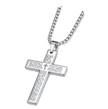 Men&#39;s Cross Necklace with Lord&#39;s Prayer, - £37.39 GBP