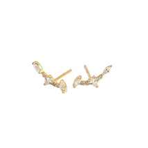 Simple Geometry Bat Wings Marquise CZ 18k Yellow Gold Over Stud Earrings 13.5mm - £30.36 GBP