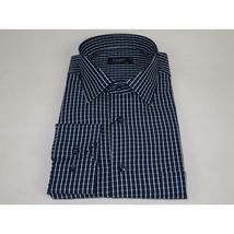 Men's Shirt By CASILA Turkey Cotton Blend Long Sleeves 502050-03 Navy Checker image 3