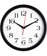 Black Wall Clock Silent Non Ticking 10 Inch Quality Quartz Battery Opera... - $22.91 CAD