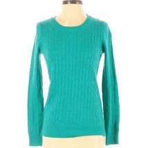 J. Crew Sweater Womens XS Rayon Wool Rabbit Hair Blend Teal Preppy Cable Knit - $29.35