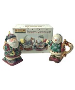 Christmas Sledding Characters Creamer Sugar Set Santa Snowman Sakura Deb... - $14.84