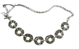 Chico&#39;s Women&#39;s Metal Chain Belt Silver Infinity Design Size Large-XL - $39.99