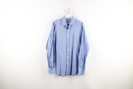 Bugatchi Uomo Mens Medium Shaped Fit Striped Collared Button Shirt Blue ... - $17.77