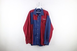 Vintage 90s Wrangler Mens Large Faded Color Block Western Snap Button Shirt - £38.72 GBP