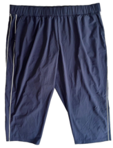 T by Talbots Navy Blue w White Piping Elastic Waist Cropped Athletic Pan... - $28.49
