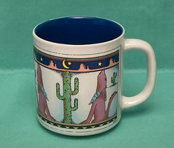 Vintage 1990s howling coyote mug southwest design saguaro cactus Maack - £7.11 GBP