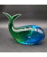 Murano Italy Oggetti Glass Ocean Whale Fish Green Blue Paperweight Figurine - €42,22 EUR
