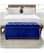 Velvet Upholstered Ottoman Storage Box Bedroom Footstool Blanket Toy Box  - $135.00