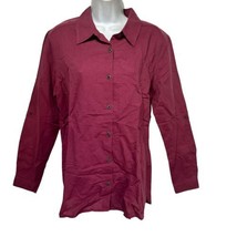 cabelas pink Linen roll tab Long sleeve button up blouse Size M - $14.84