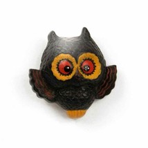 Vintage Brown Yellow Orange Plastic Resin Owl Pin Brooch - $8.00