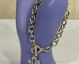 Silver Tone Cross Religious Womens Ladies Bracelet Jewelry - £9.19 GBP