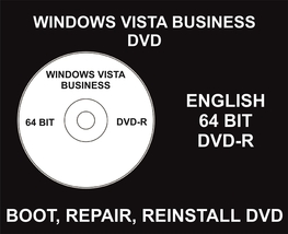 Windows Vista Business, Repair, Reinstall, Restore DVD, 64 Bit, Bootable - £41.53 GBP