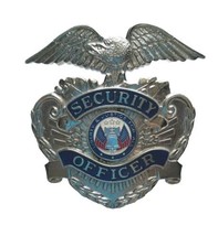 Blackinton Security Officer Cap Badge Pin Silver Tone Blue Enamel Eagle  - £23.52 GBP
