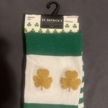 New! St Patrick&#39;s Day Ladies Knee Socks Gold Shamrocks Striped Fun Lepre... - $15.72