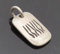 925 Sterling Silver Vintage Pendant Modernist Etched Lines Rectangular   PT22458 - £28.30 GBP