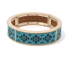 New Turquoise New Aztec Pattern Metal Stretch Bracelet - £8.44 GBP