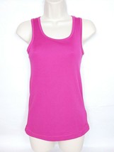 Reebok Women&#39;s Play Dry Tank Top Small Solid Pink Athletic Ribbed Sleeve... - £14.86 GBP