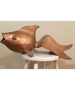 Medium Size Metal Painted Gold Fish Koi Cast Sculpture 24&quot; x 10&quot; x 13&quot; - £188.33 GBP