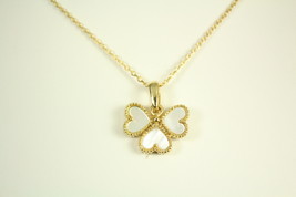 Three Hearts Mother of Pearl Necklace, Gold Plated - $45.00