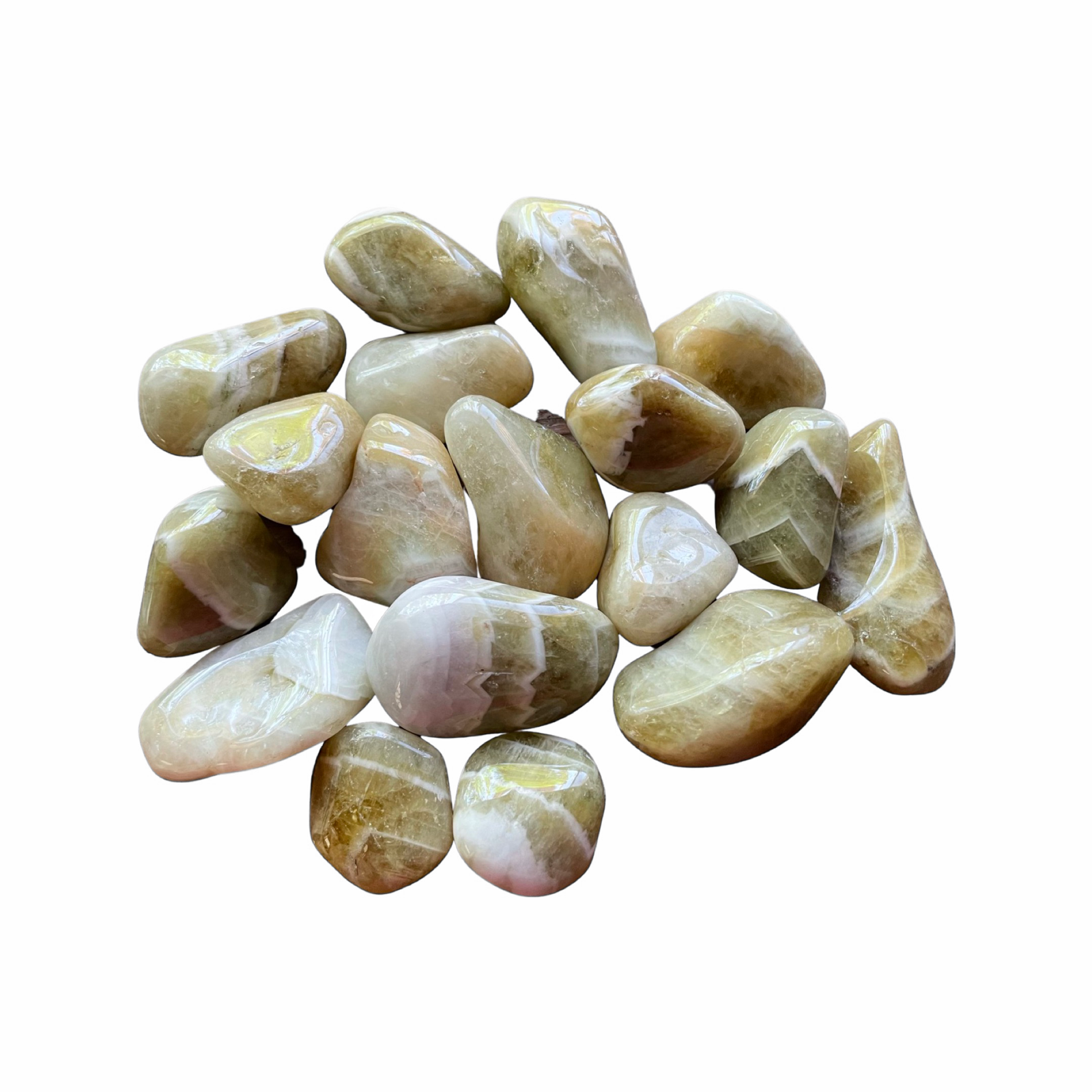1X Yellow Prasiolite Tumbled Stone LG 25-30mm Healing Crystal Reiki Nature - $1.93