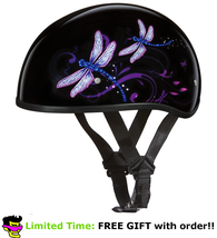 Daytona Black Dragonfly Skull Cap DOT Slim Motorcycle Helmet 2XS - 2XL - £80.19 GBP