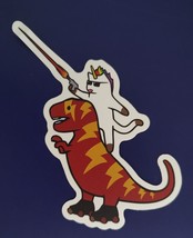 Unicorn Riding T Rex Twisted Humor Skateboard Laptop Guitar Decals Sticker - £2.80 GBP