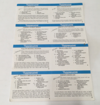 Vintage uncut sheet of 16 Tupperware recipe cards - £15.75 GBP