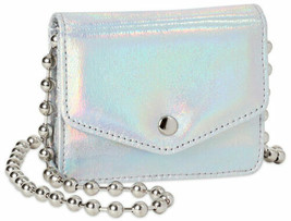 Silver Wallet Convert to Purse/Handbag w/Micro Snap Chain Strap Crossbod... - €17,26 EUR