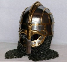 Medieval Steel Viking Vendel Helmet With Chain mail Hand Forged SCA x-mas gift - £168.69 GBP