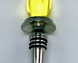 Amber Faceted Glass Bottle Stopper 5&quot; L Silver Tone - £13.47 GBP