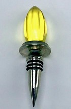 Amber Faceted Glass Bottle Stopper 5&quot; L Silver Tone - £13.37 GBP