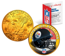 PITTSBURGH STEELERS NFL 24K Gold Plated IKE Dollar US Coin *OFFICIALLY L... - £7.46 GBP