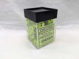 *33/36* Chessex Bright Green w/Black Vortex 12mm Pipped D6 Dice - $12.86