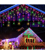 400 LED Icicle Lights Outdoor 32.8Ft 75 Drops Icicle Christmas Lights 8 ... - £22.01 GBP