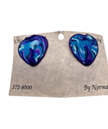 Vintage Earrings Peacock Clay Handpainted Blue Purple Gorgeous 1980s Han... - $38.61 CAD
