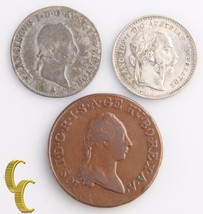 Austria 1 ,3 ,10 Kreuzer Lote (3 Monedas) 1790S 1kr,1830A 3kr,1872 10kr ... - $61.70