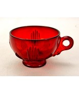 Ruby Glass Tea/Coffee Cup, Footed Base, Ribbed Fans, 6 Ounce Capacity, V... - $20.03 CAD