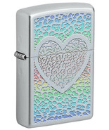 Zippo Lighter - Hearts Design with Colored Background Satin Chrome - 49780 - $26.51