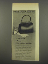 1956 Saks Fifth Avenue Coblentz Handbag Ad - smart little leather satchel - £14.85 GBP