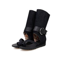 REAVE CAT Denim Blue Gladiator Sandals Womens Summer Toe Ring Hidden Heels Jeans - £56.78 GBP