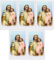 (Lot of 5) Laminated Saint Joseph Wallet Size Holy Prayer Cards Catholic Fathers - £7.62 GBP