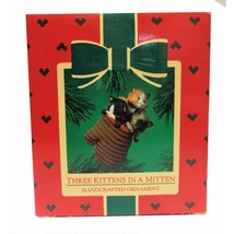 Three Kittens in a Mitten Handcrafted Hallmark Ornament Vintage 1984 - $14.95