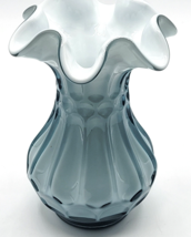 Fenton Vintage Pale Blue White Cased Art Glass Vase 5.5&quot; Tall - £31.42 GBP