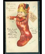 Vintage Postcard Christmas Cheer 1915 Ellen Clapsaddle Stocking Nutcracker - $14.84