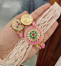Indian Joharibazar GoldPlated Kundan Choker Earrings Ramdan Ethnic Jewelry Seta - £18.31 GBP