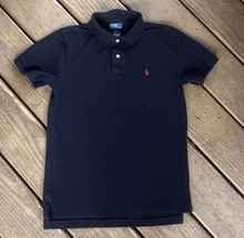 Polo Ralph Lauren Boys Sz M 10-12 Black Short Sleeve Short Collar Red Pony FLAW - £7.90 GBP
